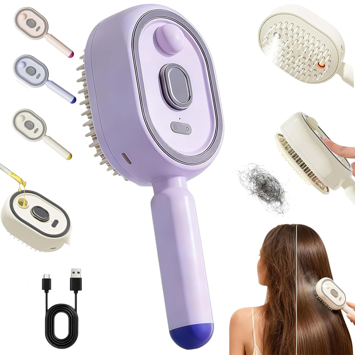 Hair Care Frizzy Hair - 2/1 szt. Elektryczny grzebień do masażu